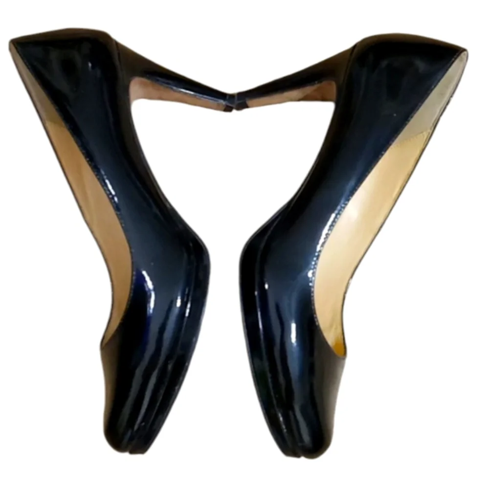Cole Haan Heels Black Patent Leather Platform Lightly Cushioned Almond Toe